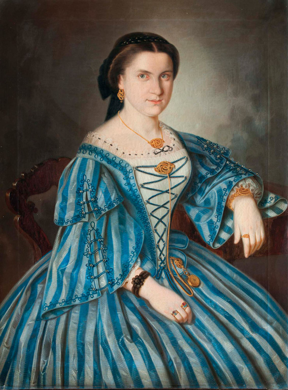 Magyar fest?, 19. sz. második fele: Lichtensteinné Hornbrachner Mária portréja (Lichtenstein József Miskolc város felvirágoztatójának felesége)
olaj, vászon, 97*74 cm, j.n.
kikiáltási ár:	180 000 HUF